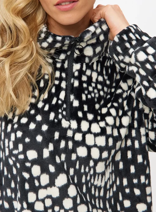 Abstract Mono Co-ord Fleece Pyjama Top M