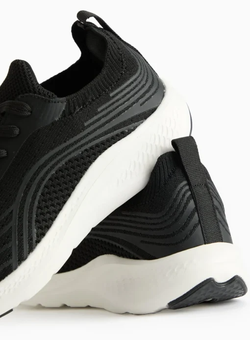 Active Black Knitted Lace-Up Trainers 4