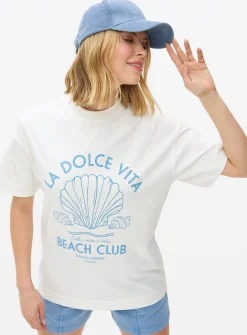 Beach Club Graphic Oversized T-Shirt L