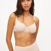 Beige Dual Moulded Lace Underwired Bra 42C