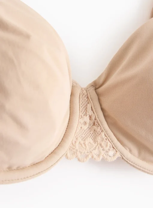 Beige Dual Moulded Lace Underwired Bra 42C