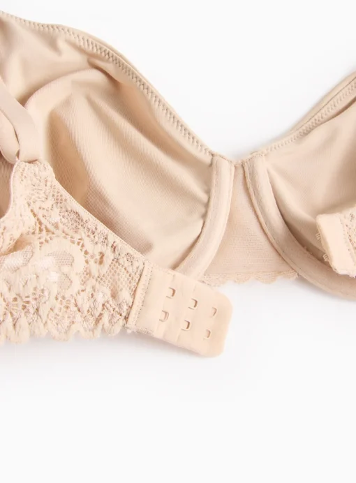 Beige Dual Moulded Lace Underwired Bra 42C