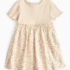 Beige Ribbed Leopard Print Twofer Dress 6-9 months