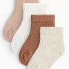 Beige Ribbed Socks 4 Pack 6-12 months