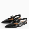 Black Buckle Detail Slingback Pumps 5