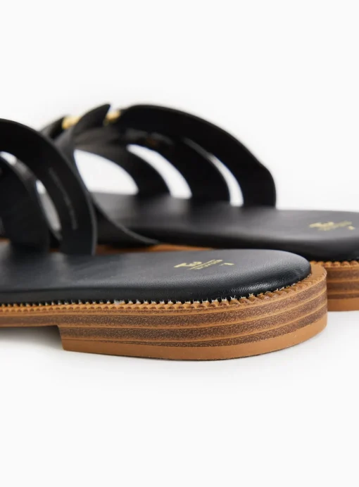 Black Buckle Mule Sandals 5