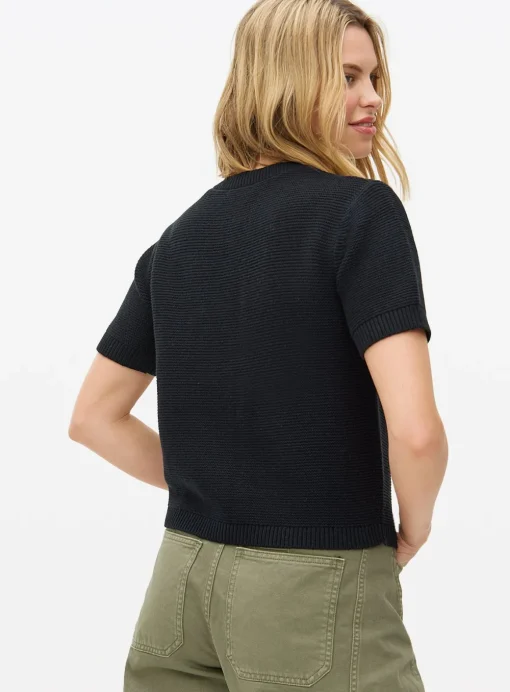 Black Button Short Sleeve Boxy Cardigan 16