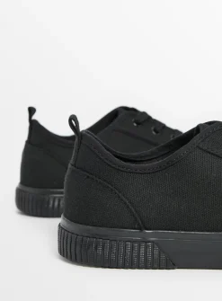 Black Canvas Lace Up Trainers 5