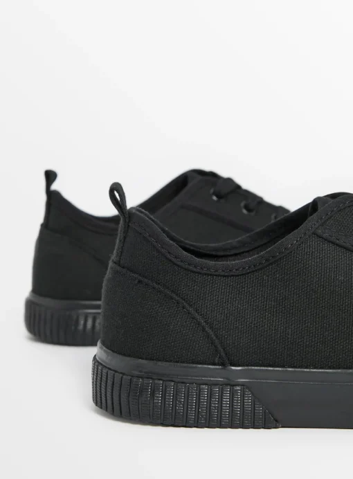 Black Canvas Lace Up Trainers 5
