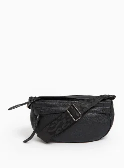 Black Faux Leather Half Moon Camera Bag One Size