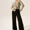 Black Glitter Side-Stripe Wide Leg Trousers 18L