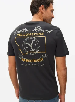 Black Graphic Yellowstone Print T-Shirt M