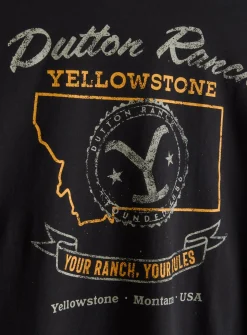 Black Graphic Yellowstone Print T-Shirt M
