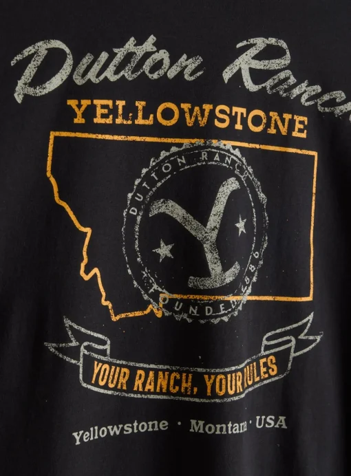 Black Graphic Yellowstone Print T-Shirt M