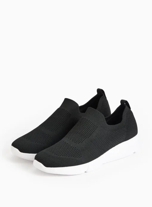 Black Knitted Slip On Trainers 6