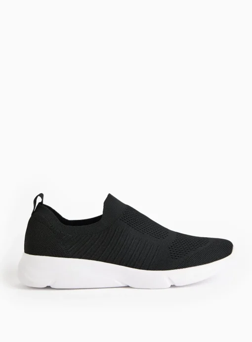 Black Knitted Slip On Trainers 6