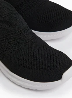 Black Knitted Slip On Trainers 8