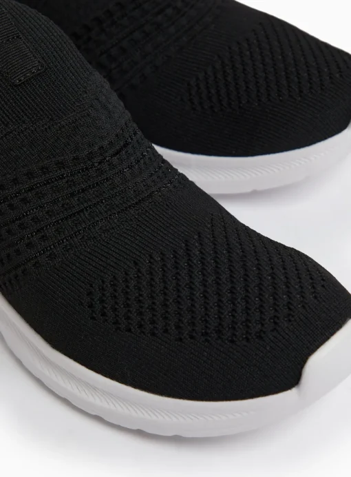 Black Knitted Slip On Trainers 8