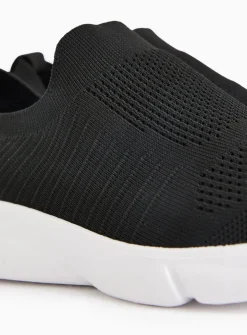 Black Knitted Slip On Trainers 6