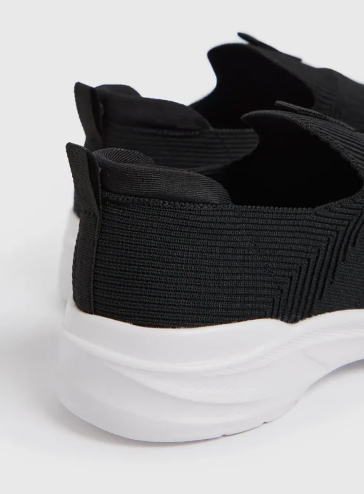 Black Knitted Slip On Trainers 8