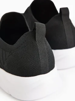 Black Knitted Slip On Trainers 6