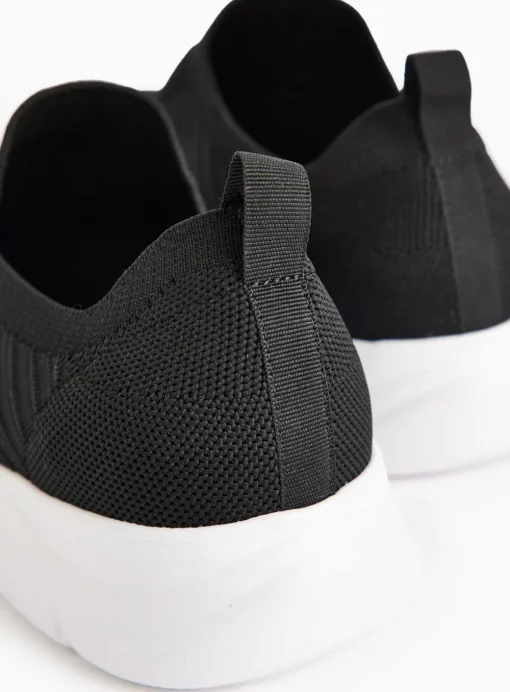 Black Knitted Slip On Trainers 6