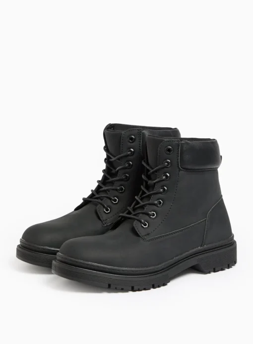 Black Lace-Up Worker Boots 12