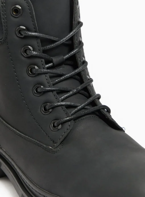 Black Lace-Up Worker Boots 12