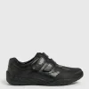 Black Leather Double Strap Wide Fit Shoes 9 Infant
