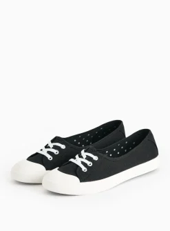 Black Low Lace Canvas Trainers 5
