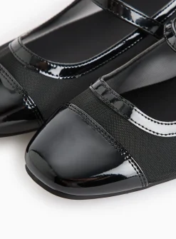 Black Mesh Mary Jane Ballerina Shoes 7