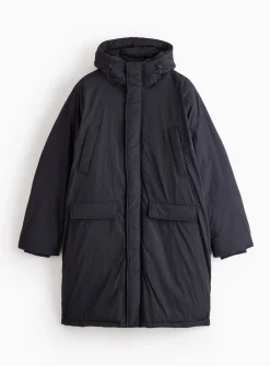 Black Padded Longline Duvet Coat XXL