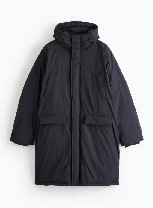 Black Padded Longline Duvet Coat XXL