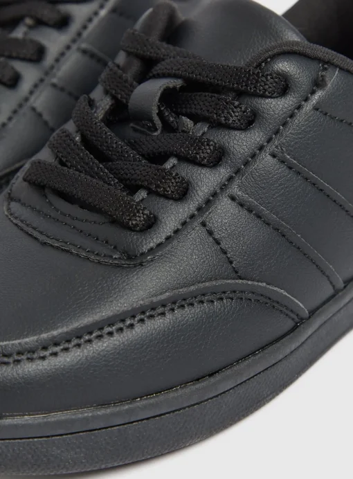 Black Retro Style Lace Up Trainers 12 Infant
