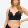 Black Ribbed Non-Wired Seamless Bra XL