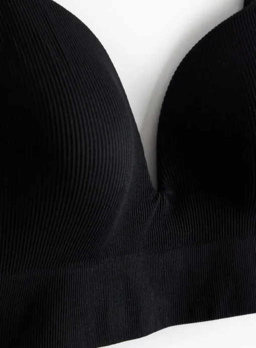 Black Ribbed Non-Wired Seamless Bra XL
