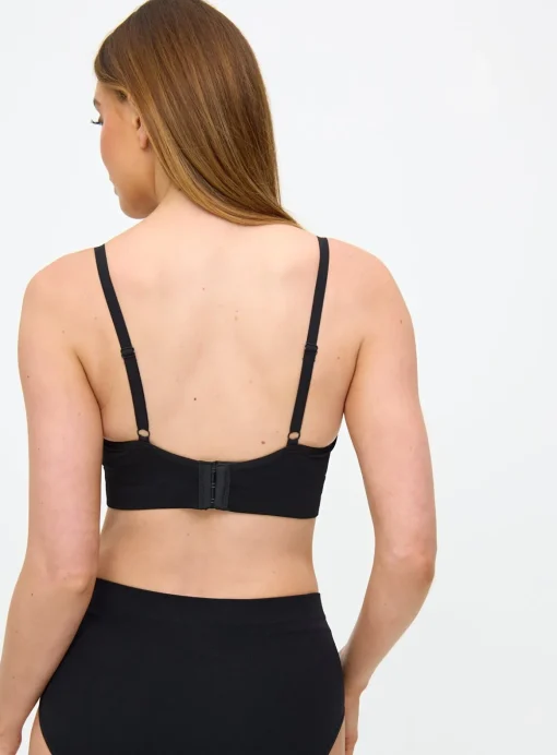 Black Ribbed Non-Wired Seamless Bra XL