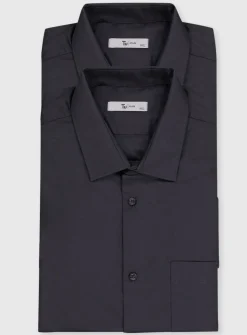Black Slim Fit Short Sleeve Shirt 2 Pack 19