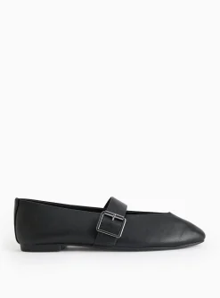 Black Strap Mary Jane Ballerina Shoes 7