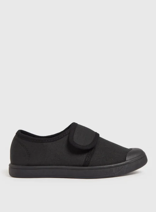 Black Unisex Micro-Fresh® Plimsolls 9 Infant