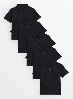 Black Unisex Polo Shirt 5 Pack 3 years