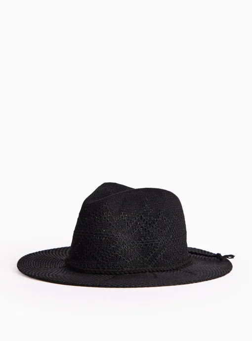 Black Woven Stitch Western Hat One Size