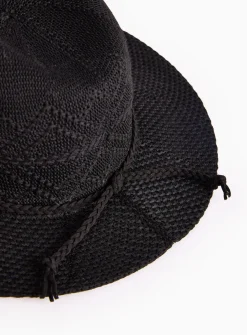 Black Woven Stitch Western Hat One Size