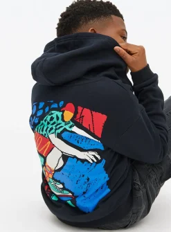 Black Zip-Through Skater Hoodie 5 years