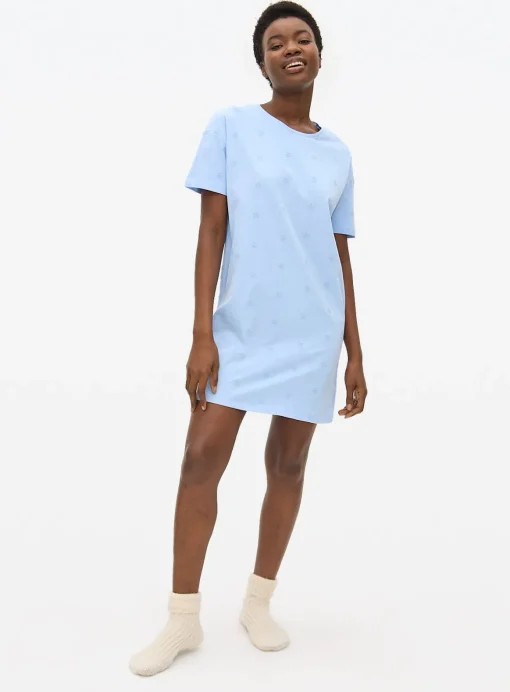 Blue Broderie Embroidered Nightdress L