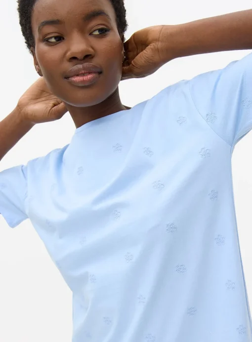 Blue Broderie Embroidered Nightdress L