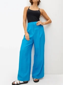 Blue Linen Ultra Wide Trousers 18R