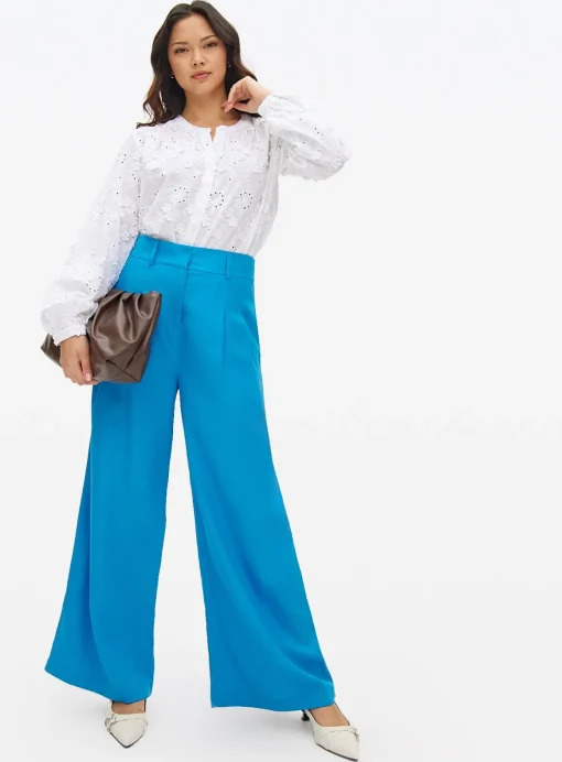 Blue Linen Ultra Wide Trousers 18R