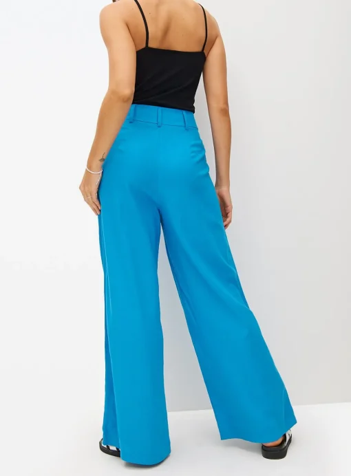 Blue Linen Ultra Wide Trousers 18R