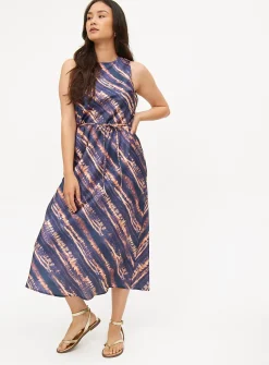Blue Mark Making Satin Dress 6
